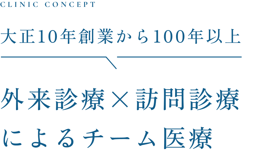 大正10年創業から100年以上外来診療×訪問診療によるチーム医療